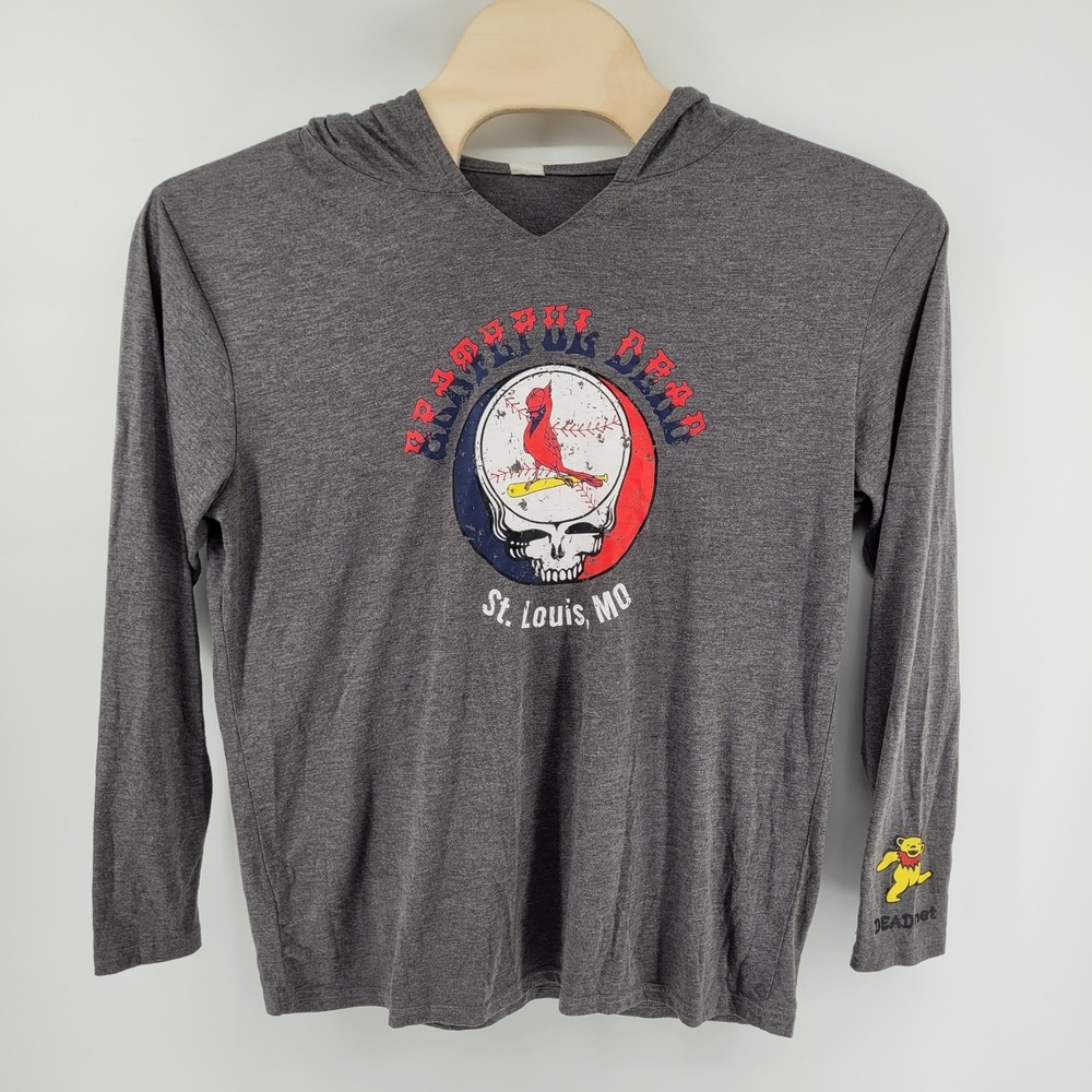 Grateful Dead St Louis Cardinals Hooded Long Sleeve Shirt‎ Skull Bear Hoodie